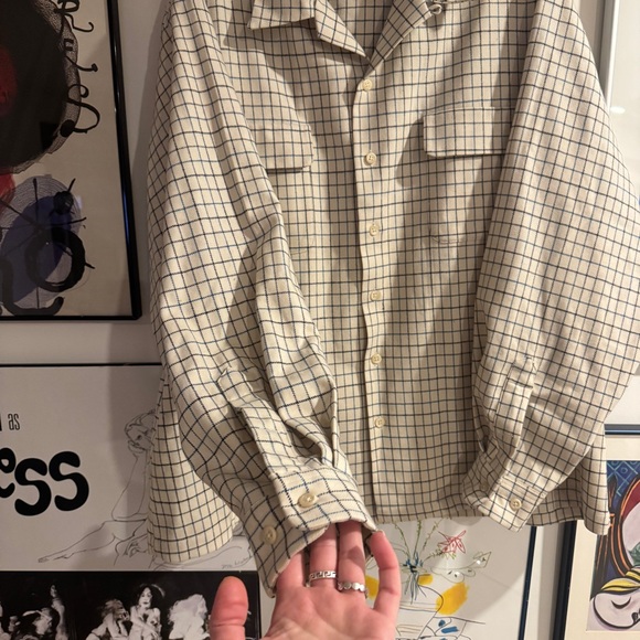 Vintage Polo Ralph Lauren Cream and Black/Blue wool Checkered shacket- XL - Picture 3 of 16